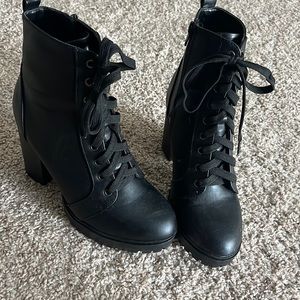 Heeled combat boots, size 8